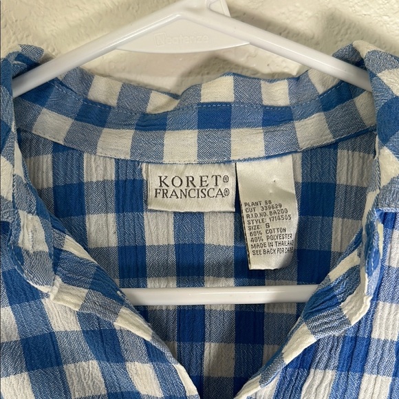 Gingham Blue Checkered Top Small - Picture 2 of 5